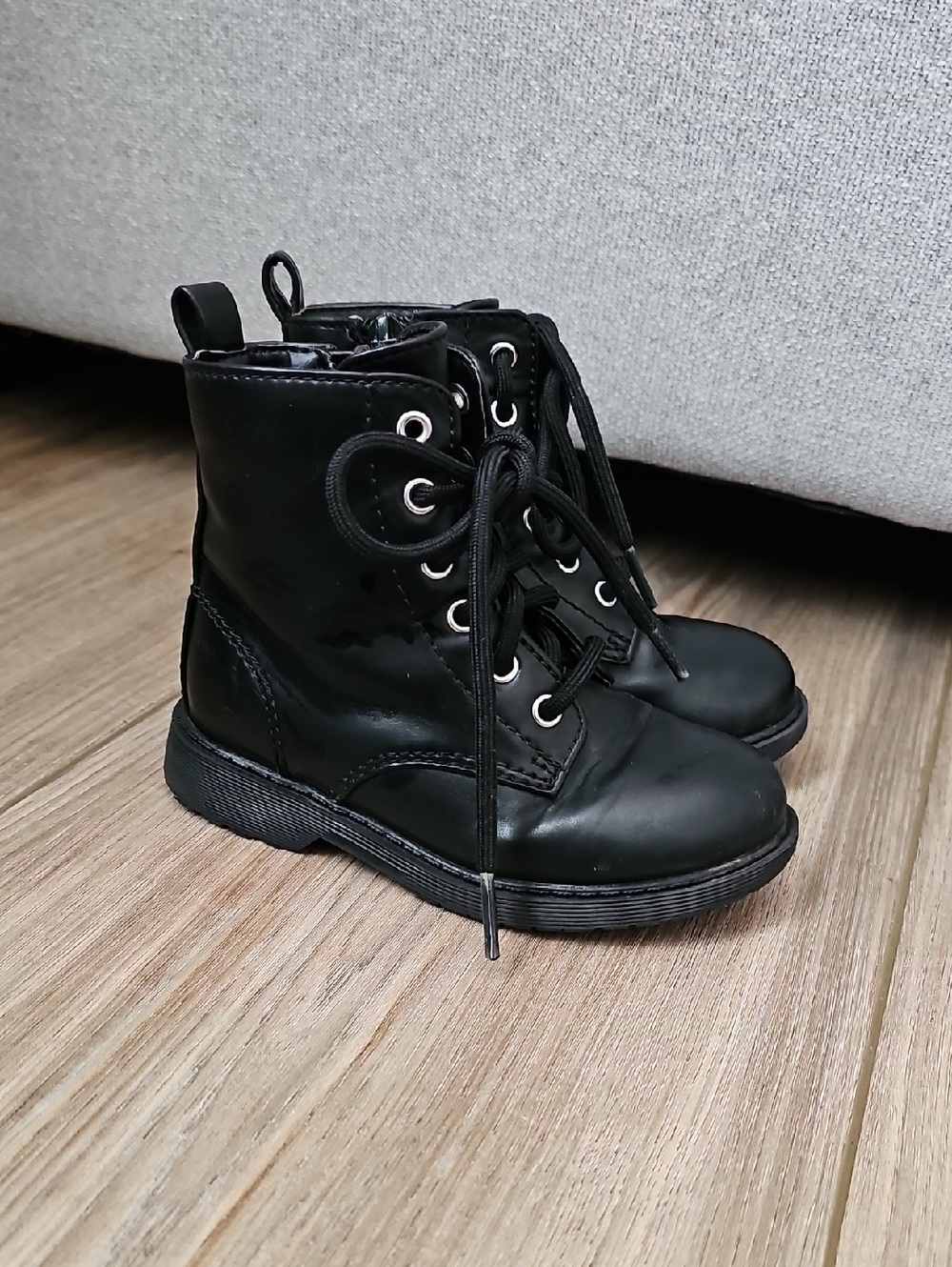 wonder nation Black Lace-Up Kids Combat Boots